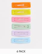 Asos Design 6-pack Snap Hair Clips In Colors-multi