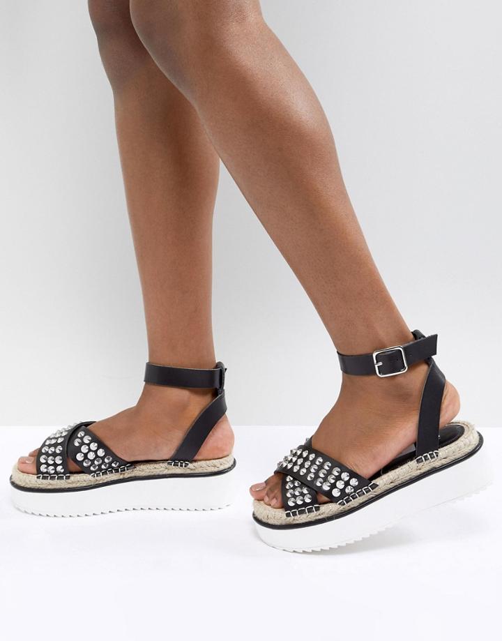 Asos Design Tristen Studded Flatforms - Black