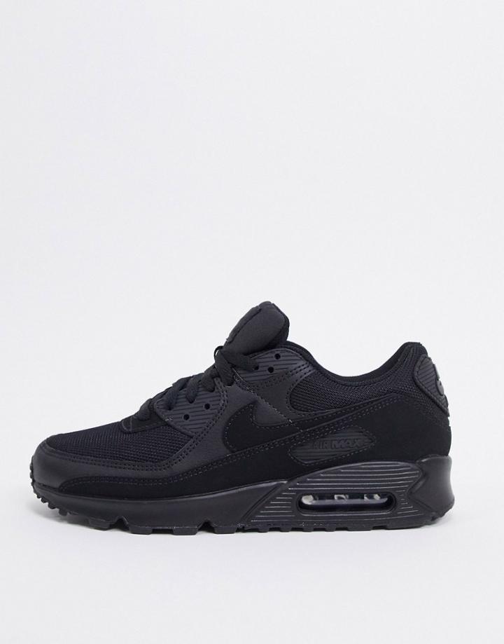 Nike Air Max 90 Recraft Trainers In Triple Black