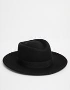 Asos Pork Pie Hat In Black With Diamond Crown - Black