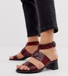 Simply Be Extra Wide Fit Daria Block Heel Metal Detail Sandals-red