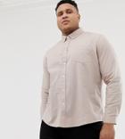 Asos Design Plus Slim Oxford Shirt With Button Down Collar In Light Brown - Brown