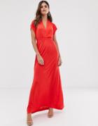 French Connection Maxi Wrap Dress-red