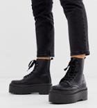 Asos Design Wide Fit Acton Chunky Lace Up Boots In Black