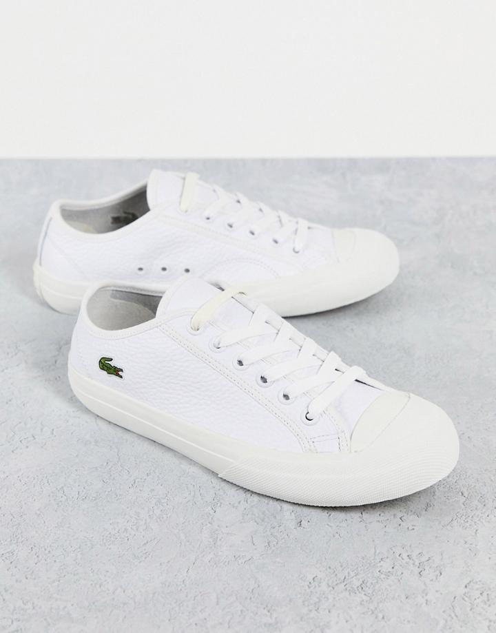 Lacoste Topskill 0721 Tumbled Leather Lace Up Sneakers In White