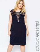 Carmakoma Premium Lace Insert Pencil Dress - Navy