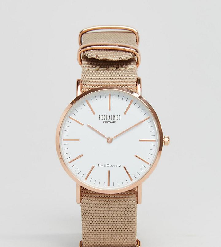 Reclaimed Vintage Inspired Canvas Watch In Beige Exclusive To Asos - Beige