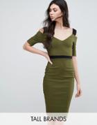 Vesper Tall Pencil Dress With Cold Shoulders - Green