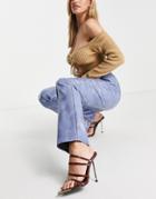 4th & Reckless V Front Leather Look Pants In Blue Croc-blues