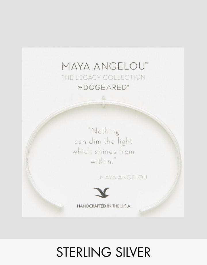 Maya Angelou Legacy By Dogeared Silver Plated Nothing Can Dim The Light From Within Engraved Reminder Cuff - Silver