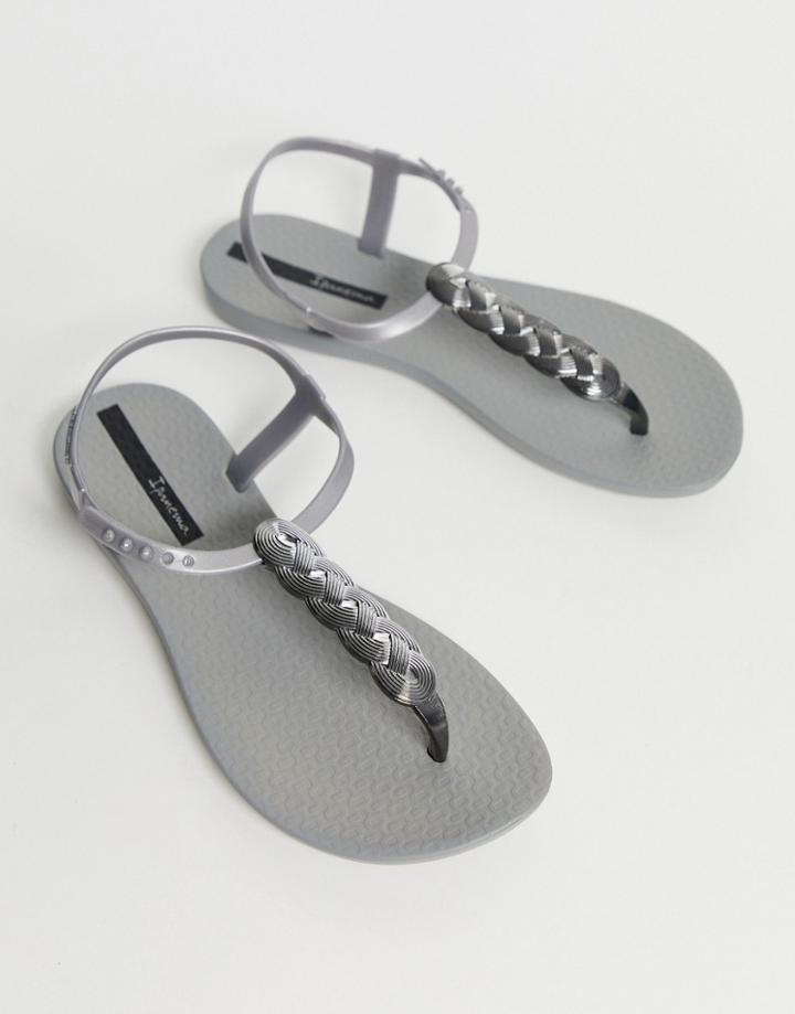 Ipanema Charm Flat Sandals-silver