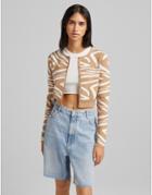 Bershka Zebra Print Cardigan In Camel - Part Of A Set-neutral