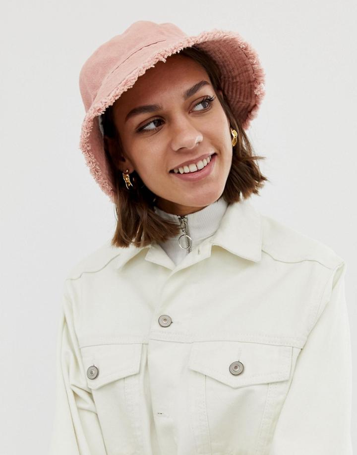 Asos Design Canvas Bucket Hat - Pink