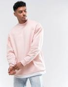 Asos Oversized Sweatshirt With T-shirt Hem In Pink - Pink