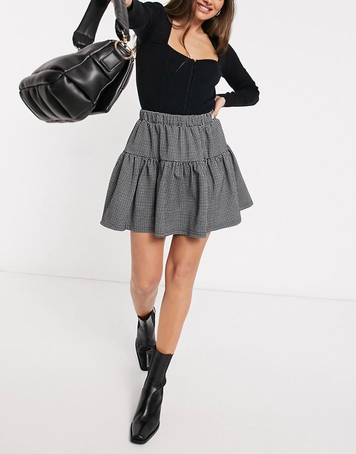Y.a.s Mini Skirt Set With Tiering In Mini Houndstooth-multi
