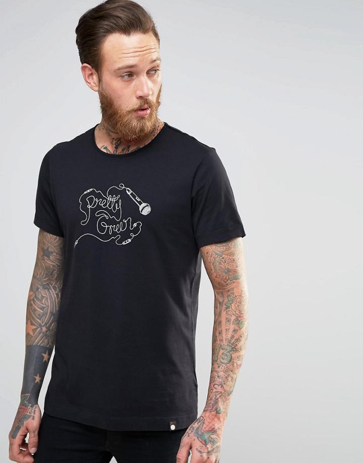 Pretty Green T-shirt With Mic Logo Print - Black