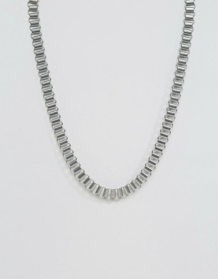 Asos Chain Interest Necklace In Brushed Silver - Silver
