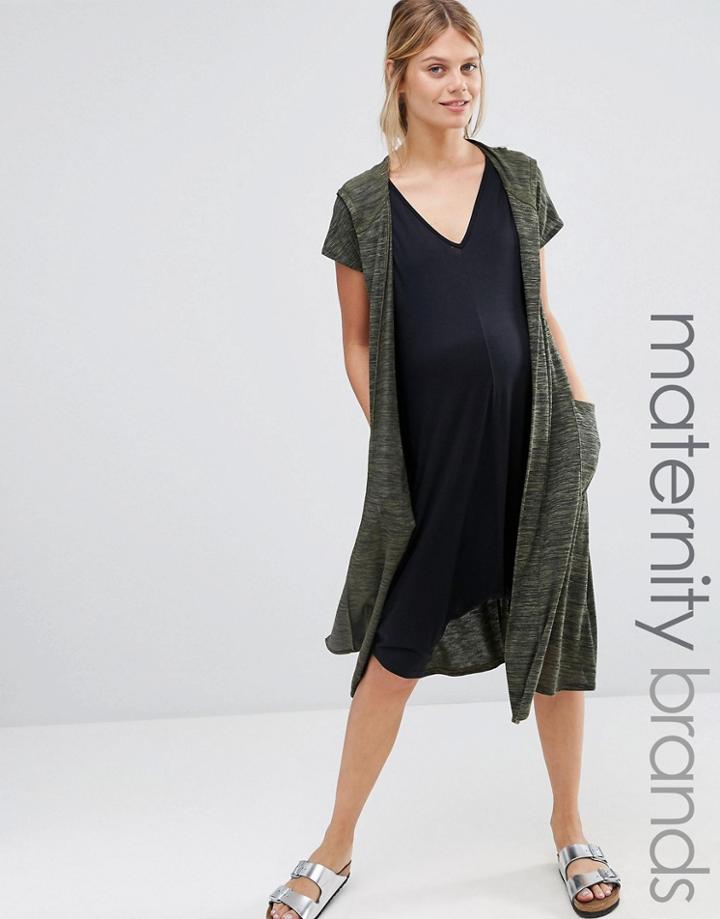 Bluebelle Maternity Lounge Jersey Marl Hooded Cardi - Green