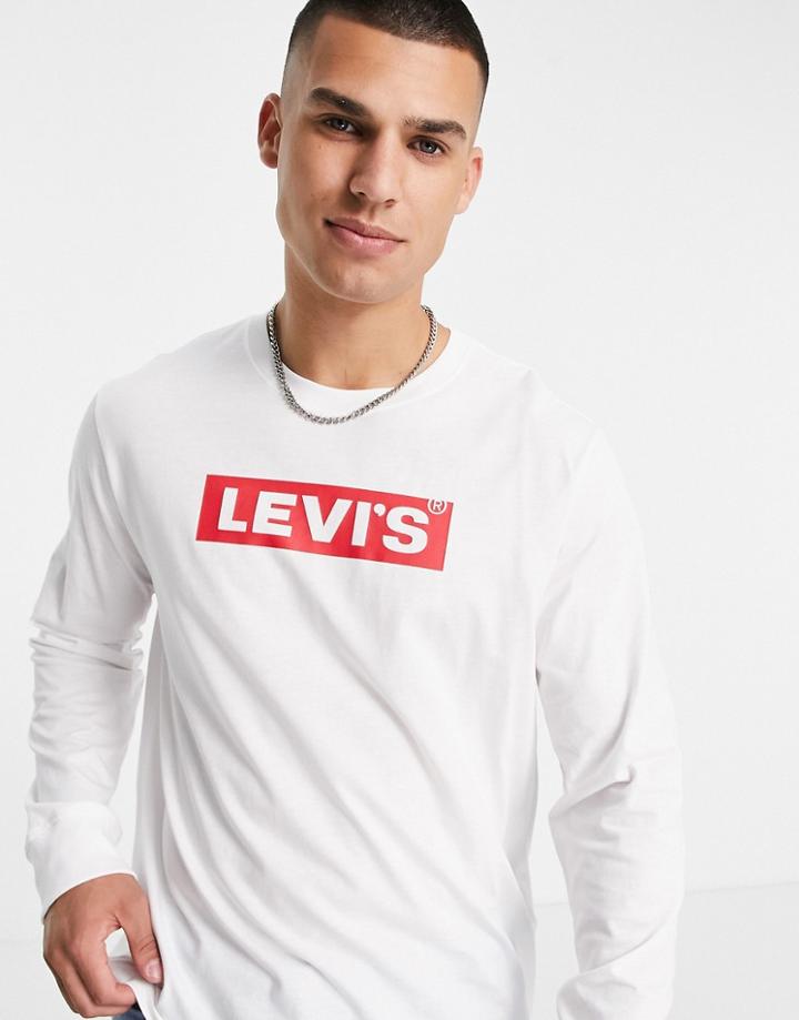 Levi's Boxtab Logo Relaxed Fit Long Sleeve Top In White