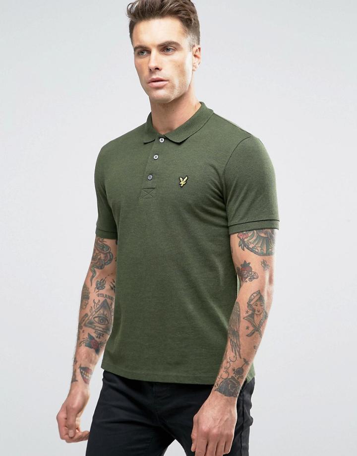 Lyle & Scott Pique Polo Eagle Logo Green Marl - Green