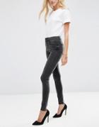 Asos 'sculpt Me' High Rise Premium Jeans In Brooklyn Washed Black - Washed Black