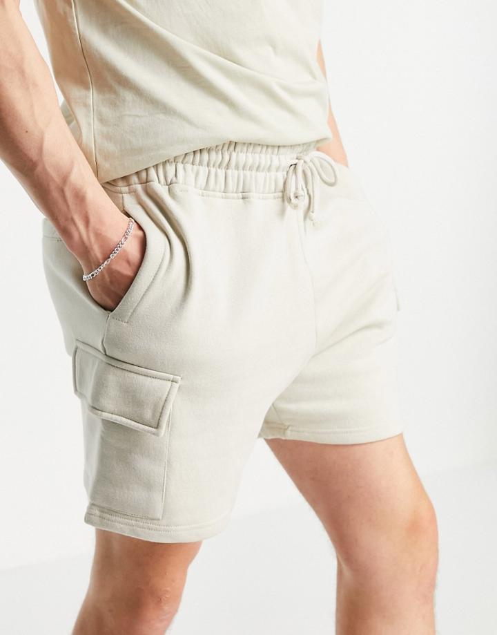 New Look Jersey Cargo Shorts In Stone-neutral