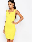 Wow Couture V Neck Bandage Mini Dress - Lemon