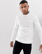 Asos Design Sweatshirt With Raw Edges In White - White