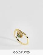 Rock N Rose May Semi Precious Emerald Birthstone Ring - Gold