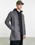 Jack & Jones Originals Wool Mix Overcoat In Light Gray-grey