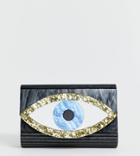 Kurt Geiger Eye Resin Envelope Clutch Bag With Chain - Black