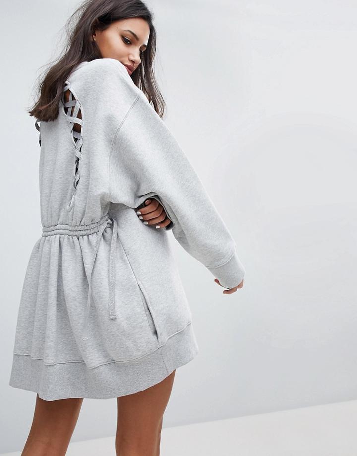 Gigi Hadid Lace Back Sweat Dress - Gray
