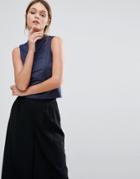 New Look High Neck Sleeveless Top - Navy