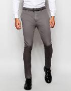 Asos Super Skinny Smart Pants In Cotton Sateen - Gray