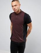 Asos Polo Shirt With Vertical Panels - Red