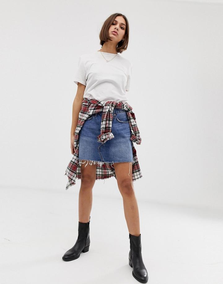 Levi's Denim Mini Skirt With Raw Hem