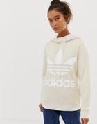 Adidas Originals Trefoil Hoodie In Off White - White