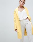 Asos Design Crepe Pocket Detail Coat - Yellow