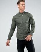 New Look Regular Fit Cotton Shirt In Khaki - Green