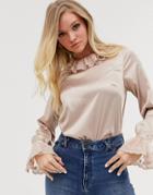 Neon Rose Vintage Blouse With Lace Collar And Cuffs-cream