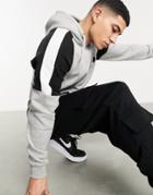 Soul Star Mix & Match Hoody With Contrast Cut And Sew Patches In Gray Mel-grey