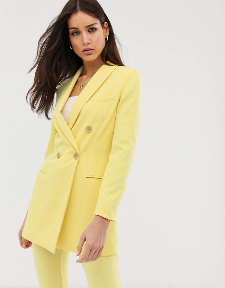 Stradivarius Longline Blazer Two-piece In Yellow - Yellow