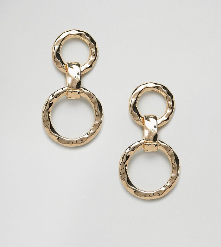 Designb London Gold Interlinked Hoop Drop Earrings - Gold