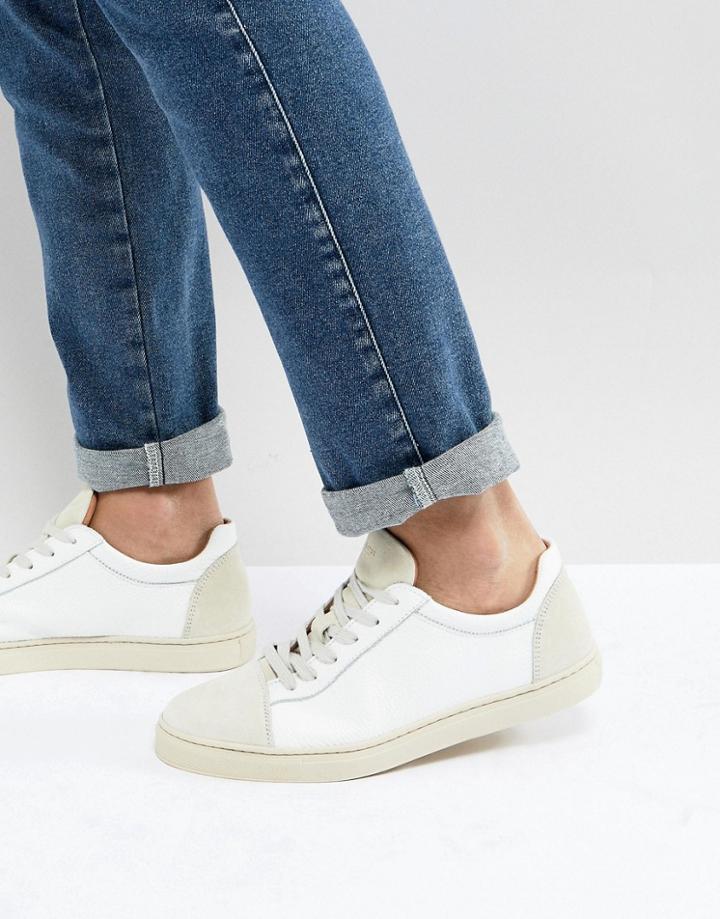 Selected Homme Premium Sneakers With Toe Cap - White
