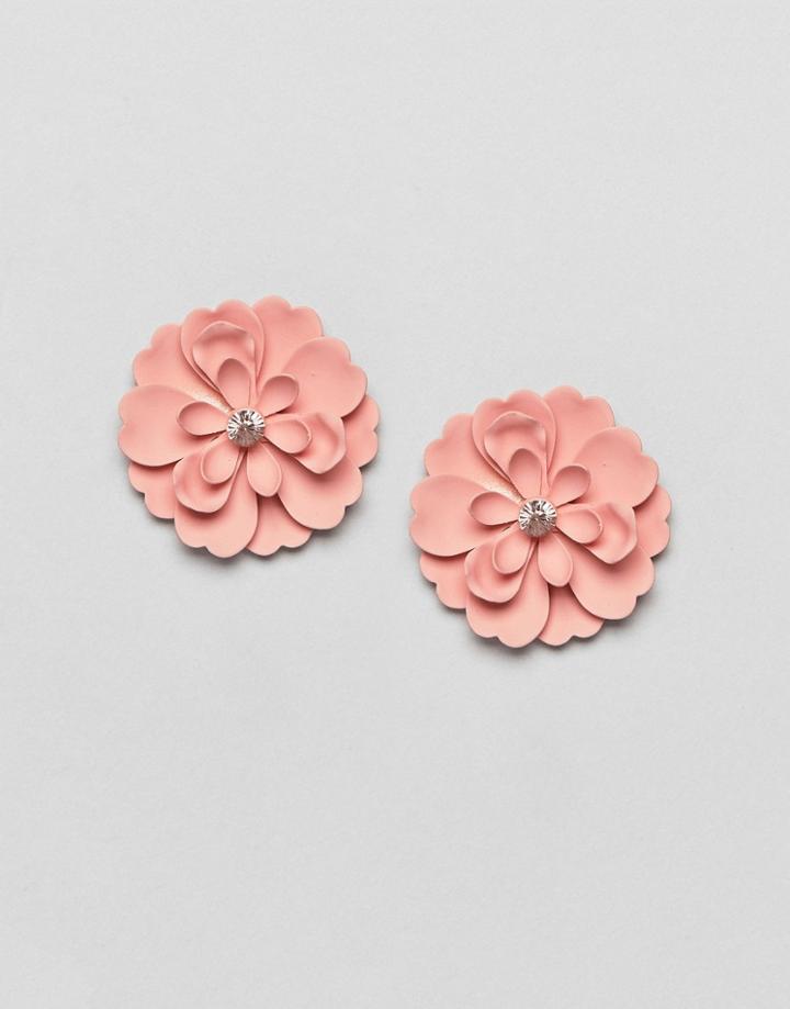 Asos Matte Jewel Flower Stud Earrings - Cream