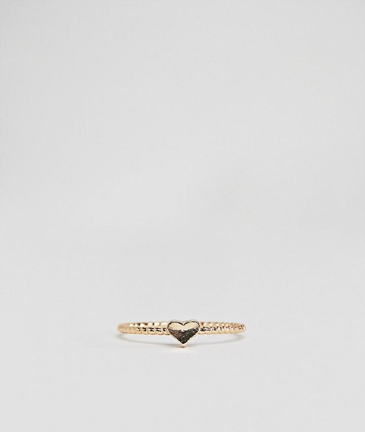 Asos Design Thumb Ring With Mini Heart In Gold - Gold