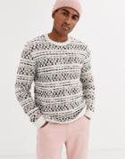Asos Design Knitted Textured Sweater With Embroidery Effect-multi