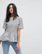 Walter Baker Wylie Peplum Stripe Top - Black