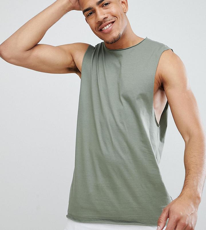 Asos Design Tall Tank With Dropped Armhole And Contrast Layer - Multi