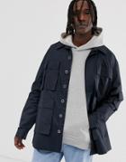 Asos White Lightweight Utility Jacket In Dark Navy - Navy